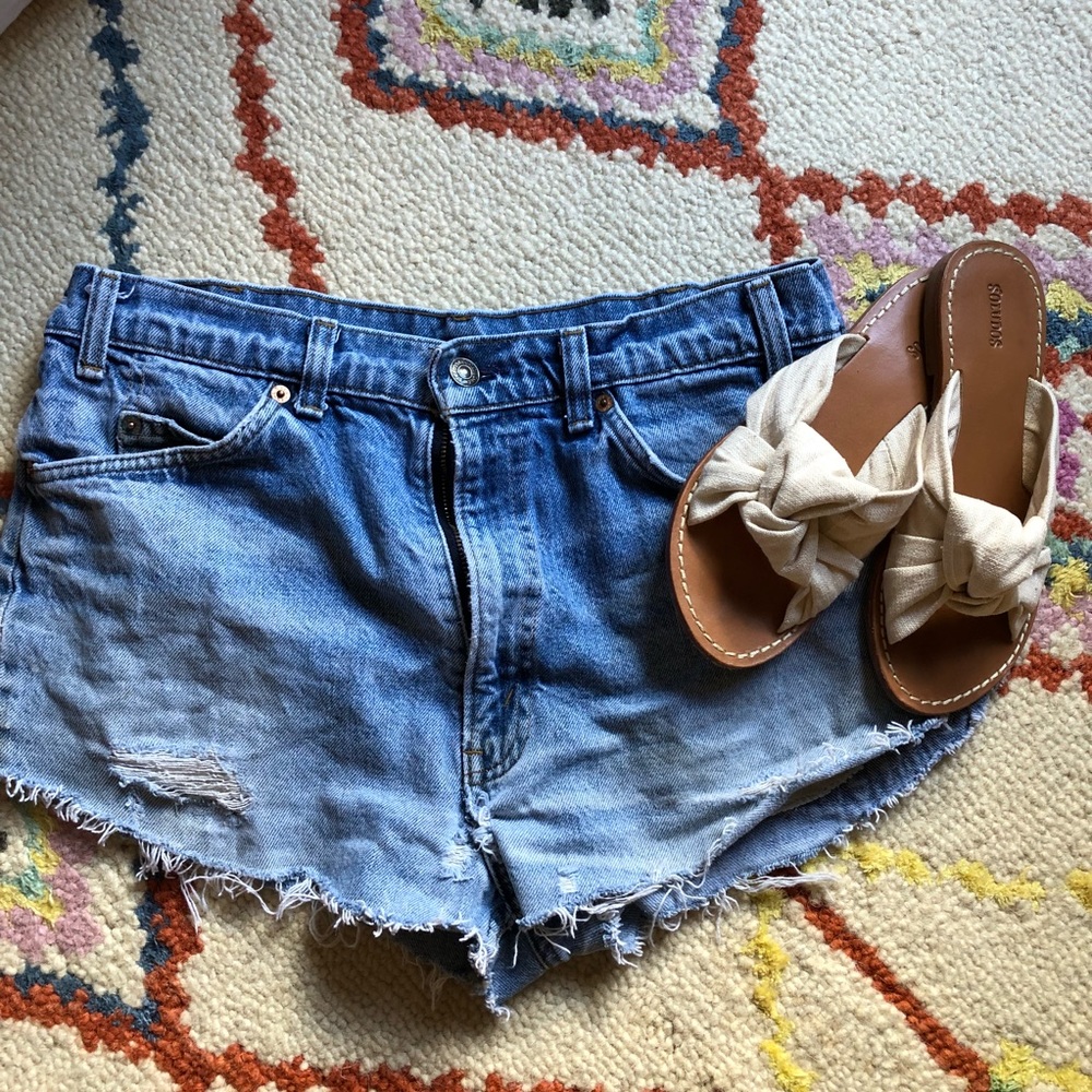Super fun and super beat up Levi’s cutoffs